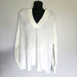 Wishlist White Hooded Pullover sweater knit like S/M Small Medium